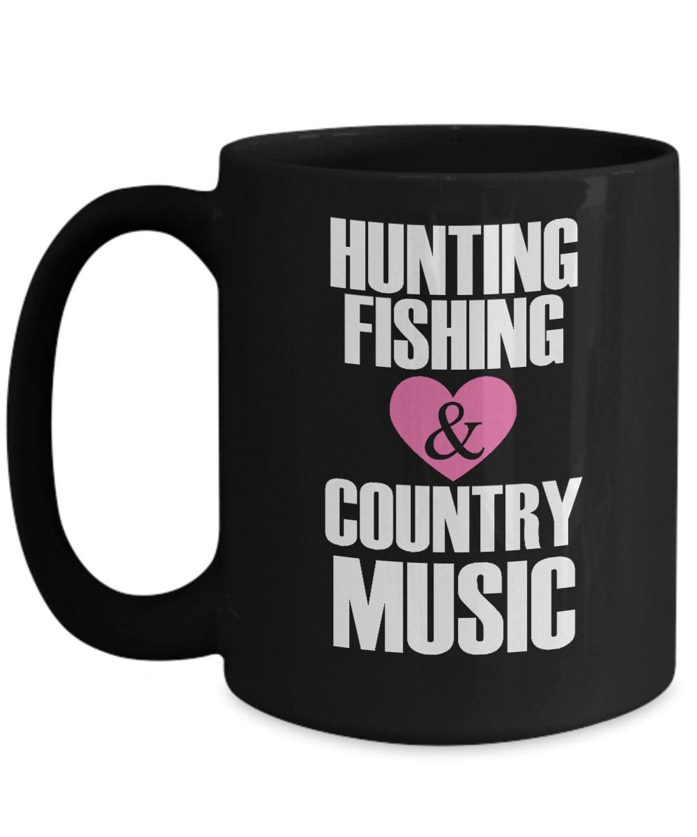 Hunting, Fishing and Country Music Heart Mug