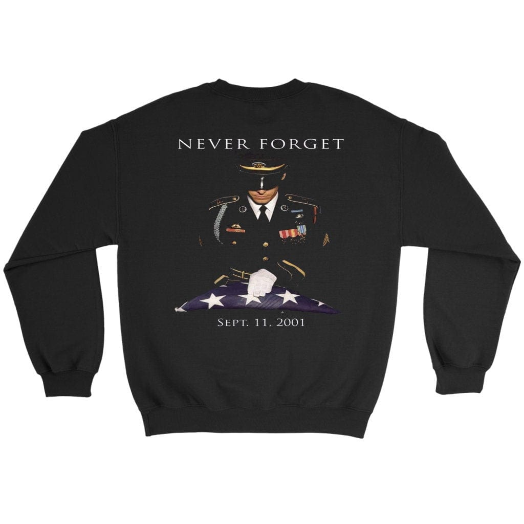 Never Forget Sweatshirt September 11th Clothing 9 11 Apparel - Crewneck Sweatshirt