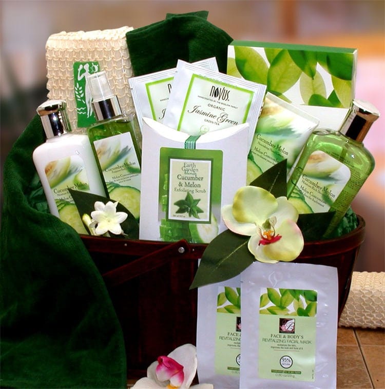 Women's Gift Baskets Spa Gift Basket for Her Mother's Day Gift Baskets Cucumber and Melon Spa Gift Basket