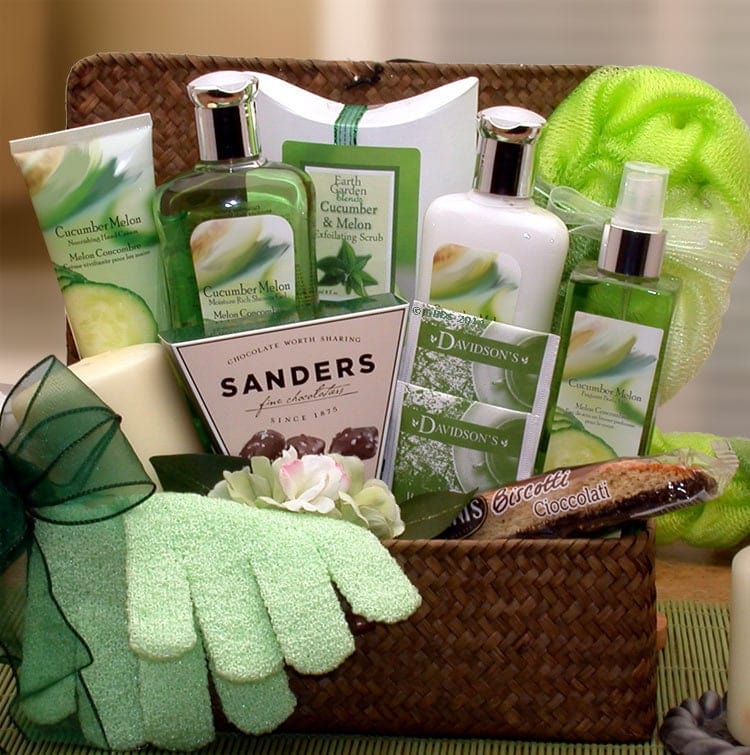 Women's Gift Baskets Spa Gift Basket for Her Serenity Spa Cucumber & Melon Gift Chest Mother's Day Gift Baskets