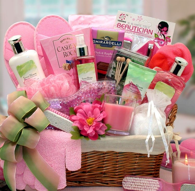 Women's Gift Baskets Spa Gift Basket for Her Sweet Blooms Spa Gift Basket Mother's Day Gift Baskets deluxe spa products