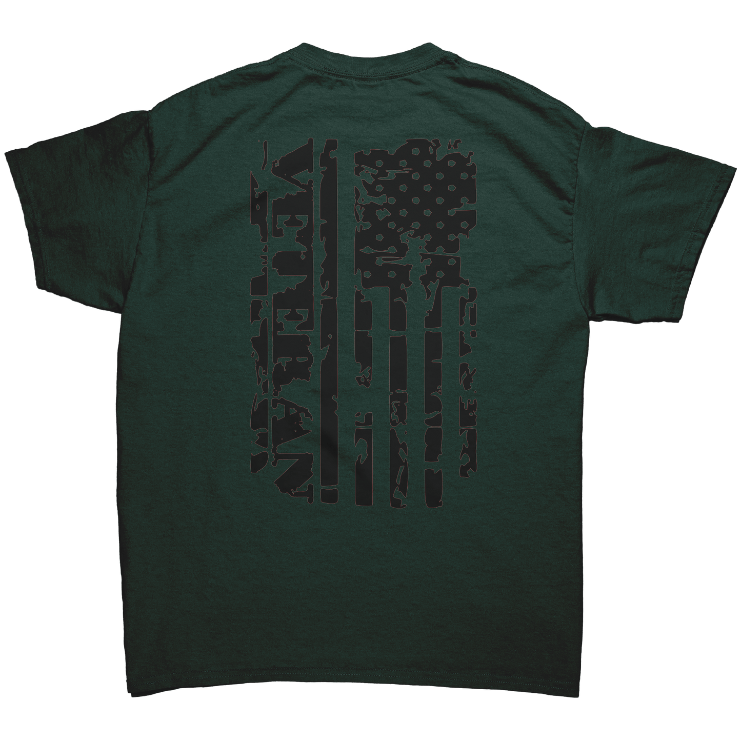 Unisex_Veteran_Distressed_Flag_Shirt_Forest_Green_Back_Mockup.png
