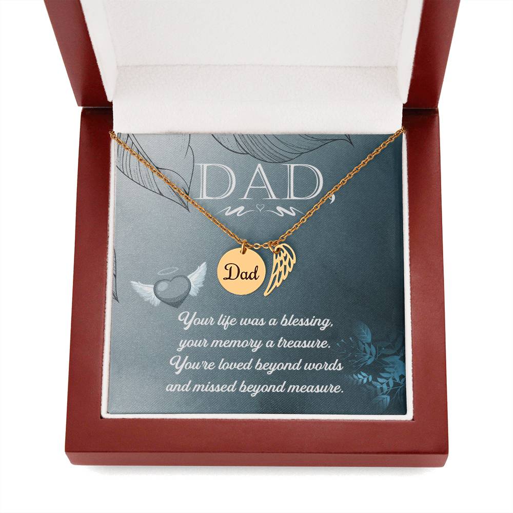 In Memory of Dad Engraved Memorial Necklace