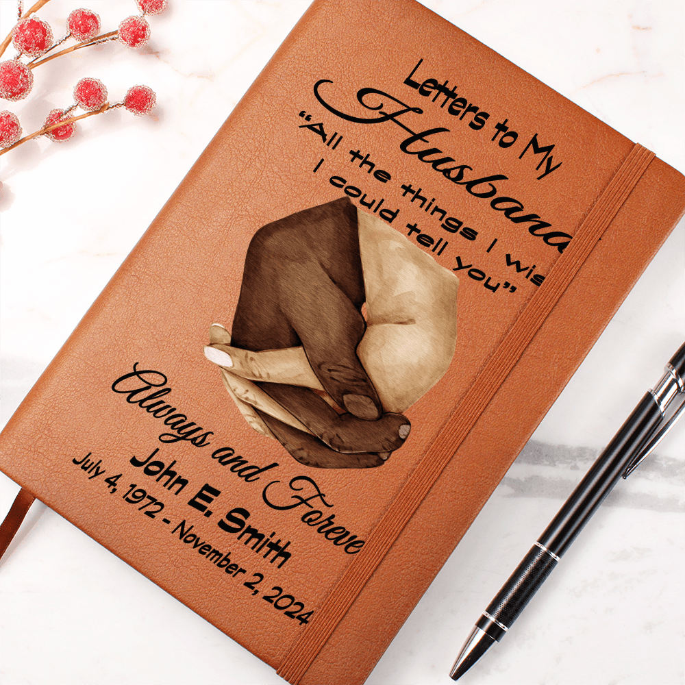 Letters to my Husband Grief Journal bw Clasped Hands