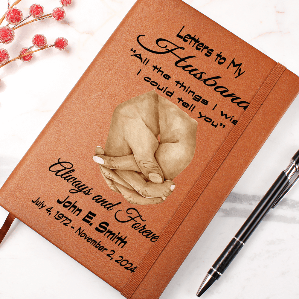 Letters to My Husband Grief Journal with clasped hands / Personalized Grief Journal
