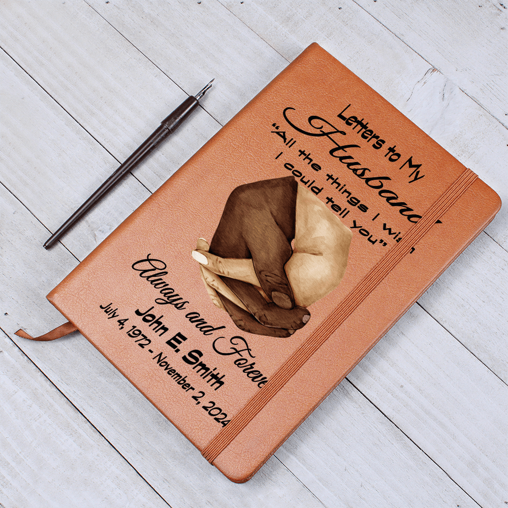 Letters to my Husband Grief Journal bw Clasped Hands