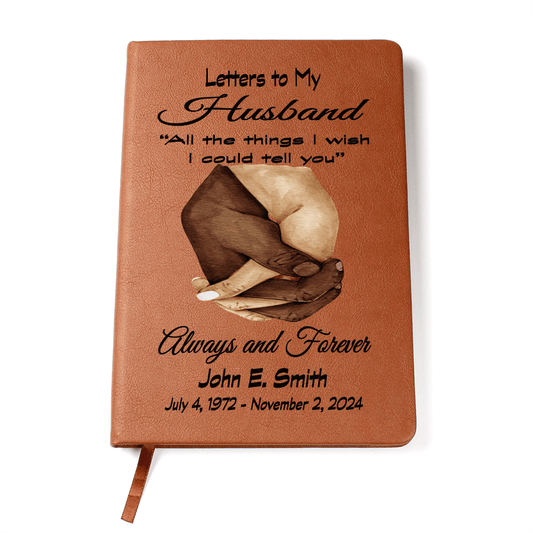 Letters to my Husband Grief Journal bw Clasped Hands