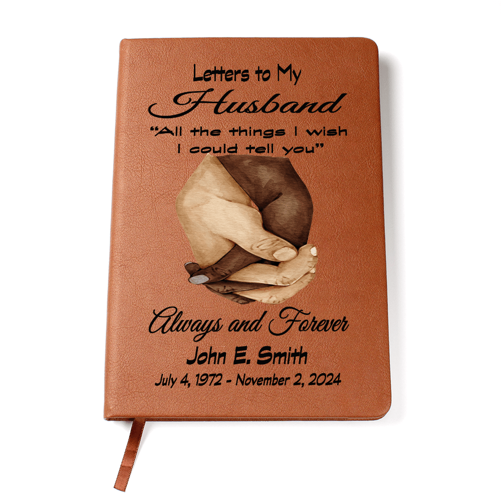 Letters to my Husband Grief Journal wb Clasped Hands