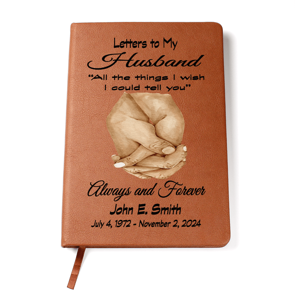 Letters to My Husband Grief Journal with clasped hands / Personalized Grief Journal