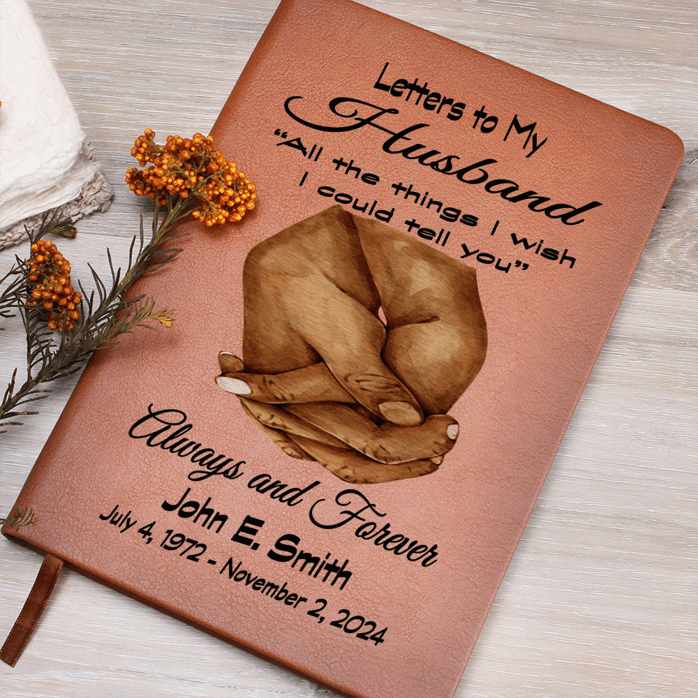 Letters to My Husband Grief Journal with clasped hands / Personalized Grief Journal