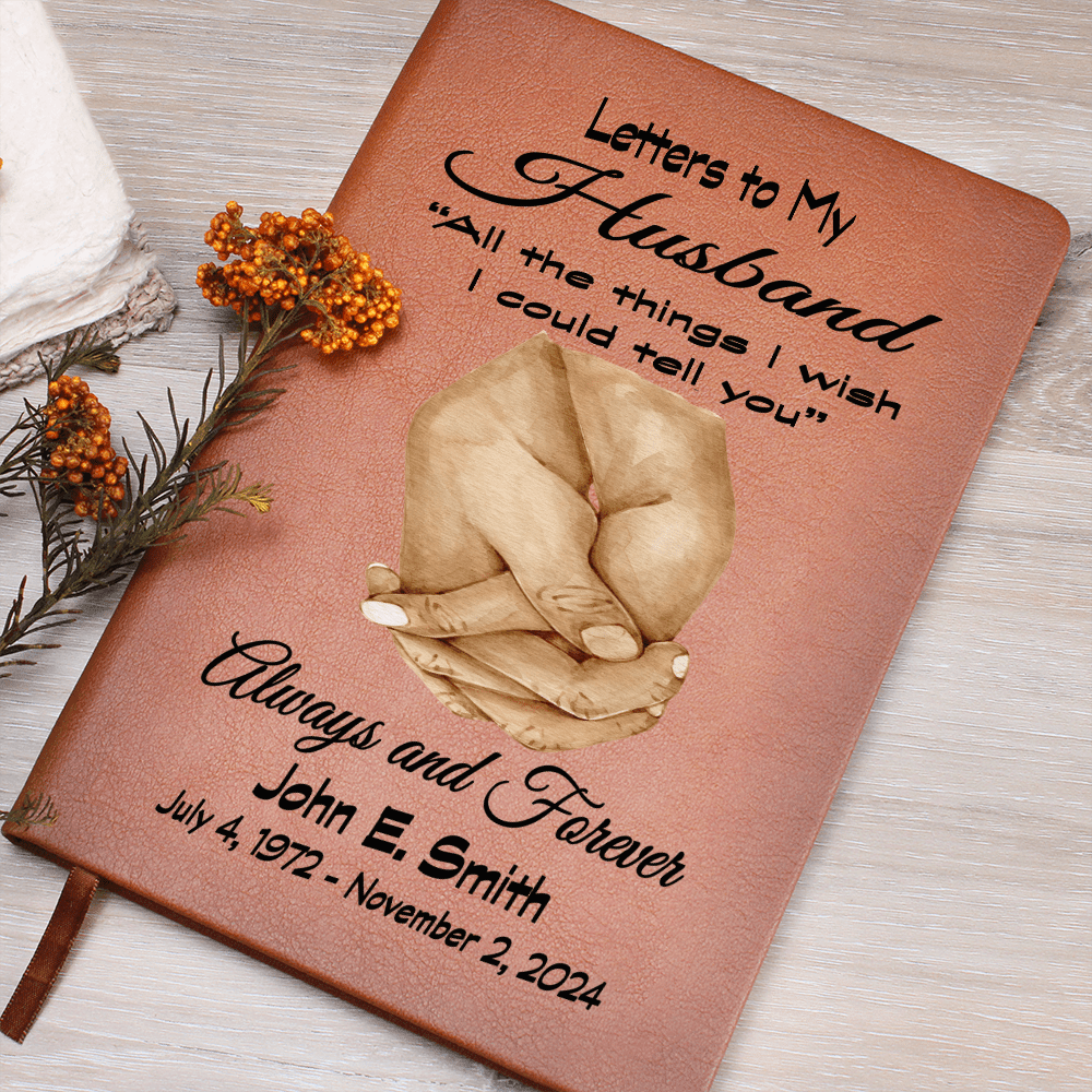 Letters to My Husband Grief Journal with clasped hands / Personalized Grief Journal