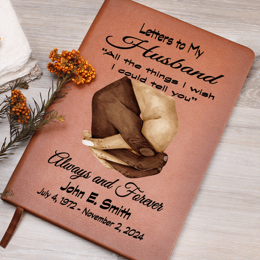 Letters to My Husband Grief Journal with clasped hands / Personalized Grief Journal