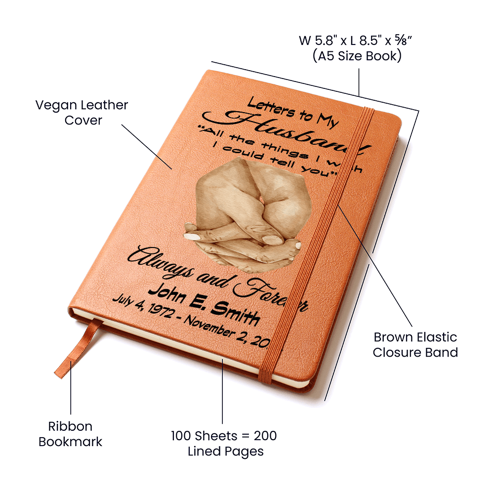 Letters to My Husband Grief Journal with clasped hands / Personalized Grief Journal