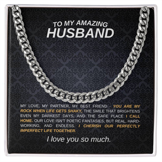 To My Amazing Husband Cuban Link Chain Necklace