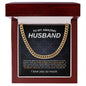 To My Amazing Husband Cuban Link Chain Necklace w/Message Card