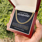 To My Amazing Husband Cuban Link Chain Necklace w/Message Card