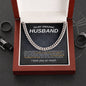 To My Amazing Husband Cuban Link Chain Necklace w/Message Card