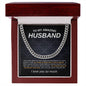 To My Amazing Husband Cuban Link Chain Necklace w/Message Card