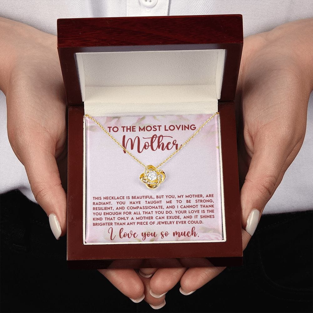 To The Most Loving Mother Ever Gift Necklace, To My Mom Love Knot Necklace with Message Card