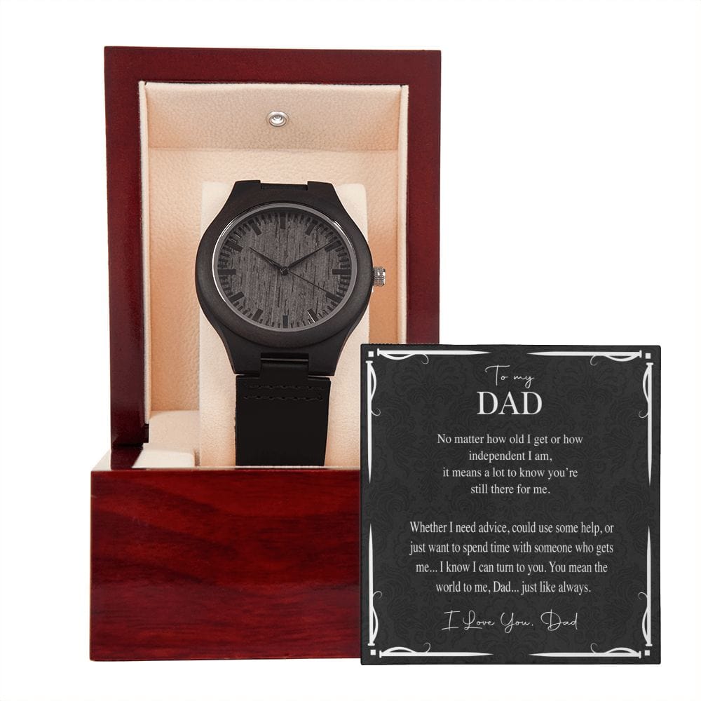 Wood Gift Watch for Dad, Encased in rich sandalwood and paired with a genuine leather strap