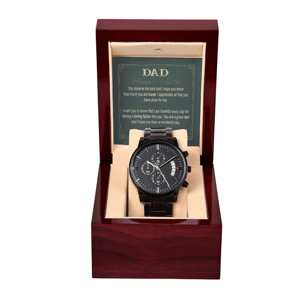 Father's Day Gift Watch, To My Dad Black Chronograph Watch