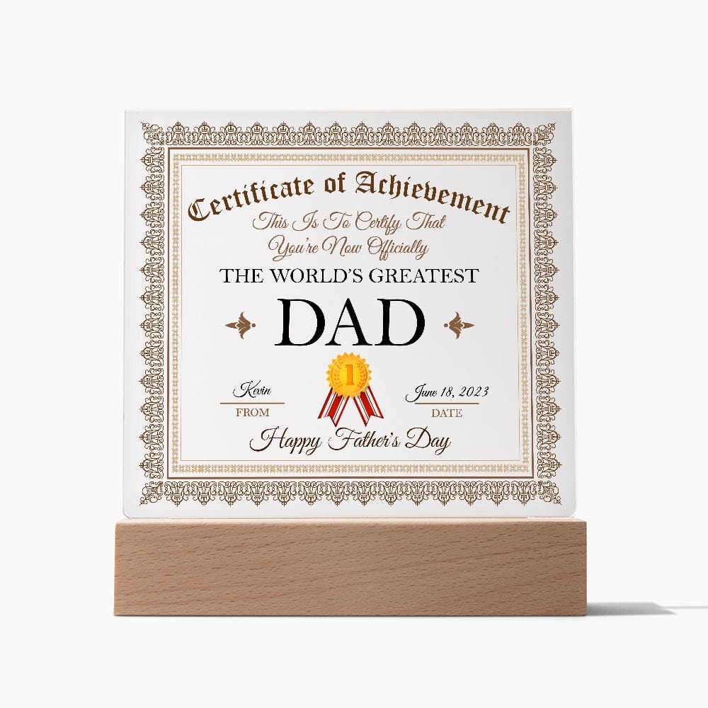 Personalized Father's Day Gift Plaque, Square Acrylic Plaque, Greatest Dad Plaque