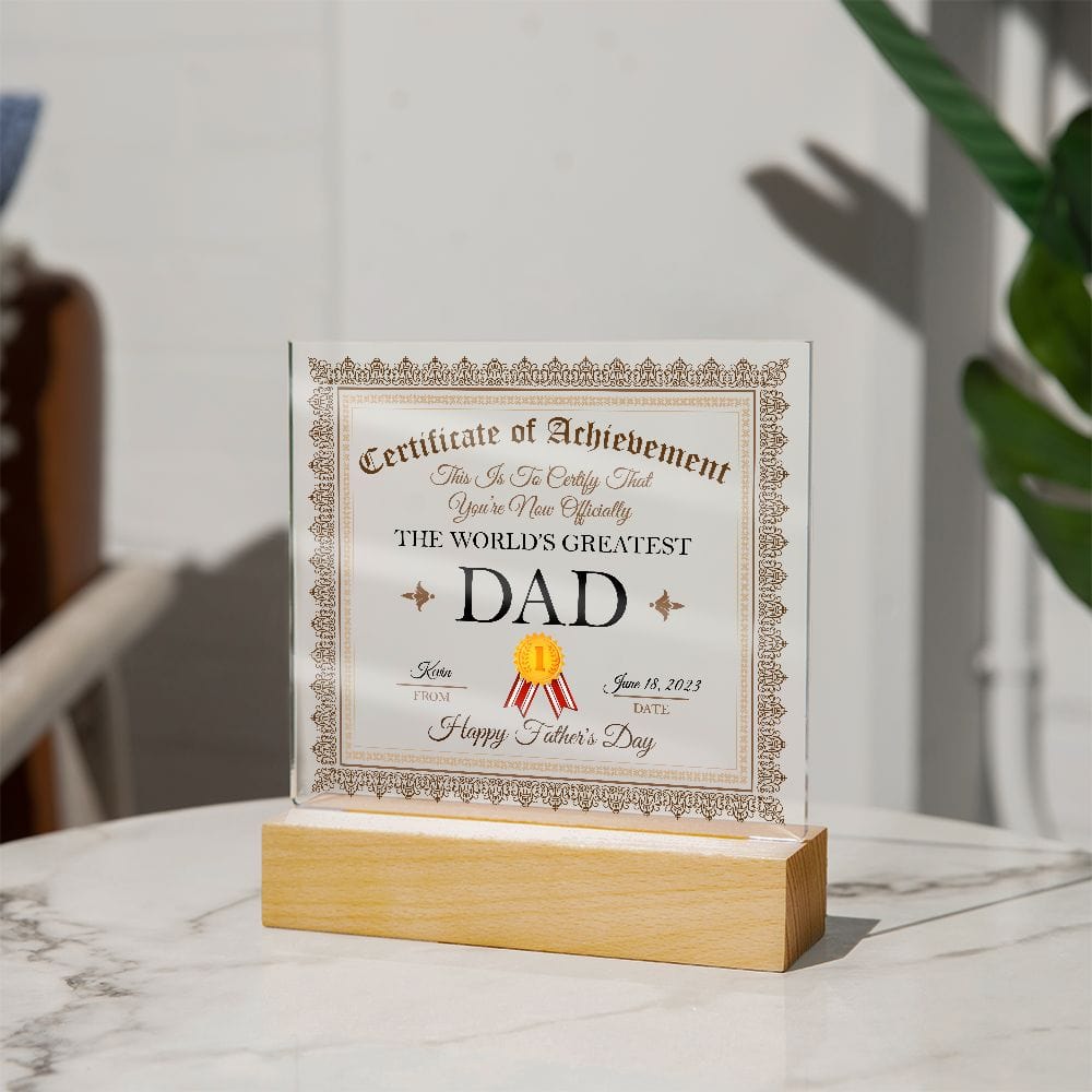 Personalized Father's Day Gift Plaque, Square Acrylic Plaque, Greatest Dad Plaque