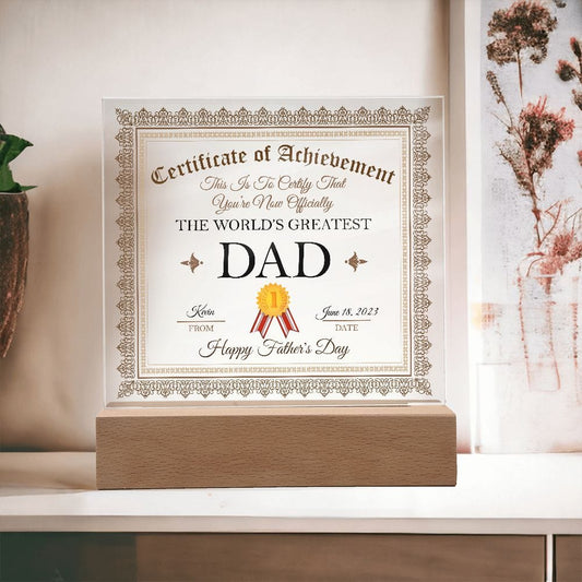 Personalized Father's Day Gift Plaque, Square Acrylic Plaque, Greatest Dad Plaque