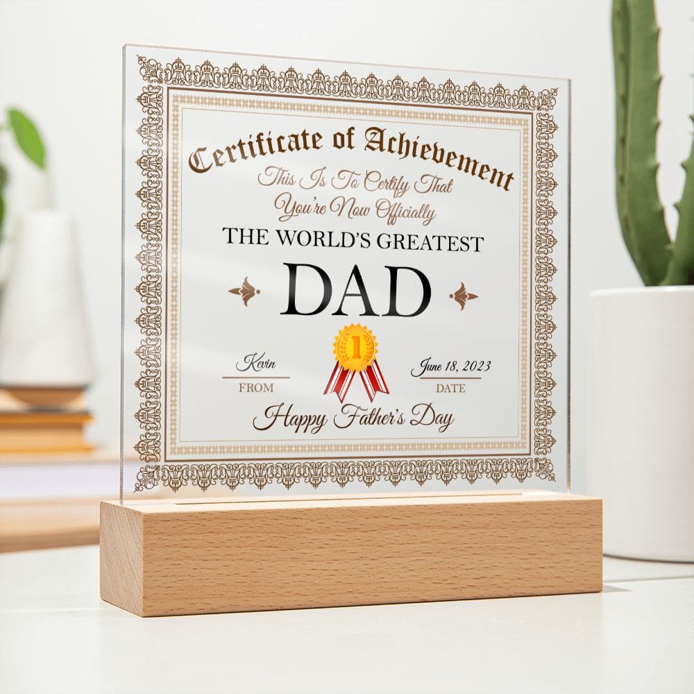 Personalized Father's Day Gift Plaque, Square Acrylic Plaque, Greatest Dad Plaque