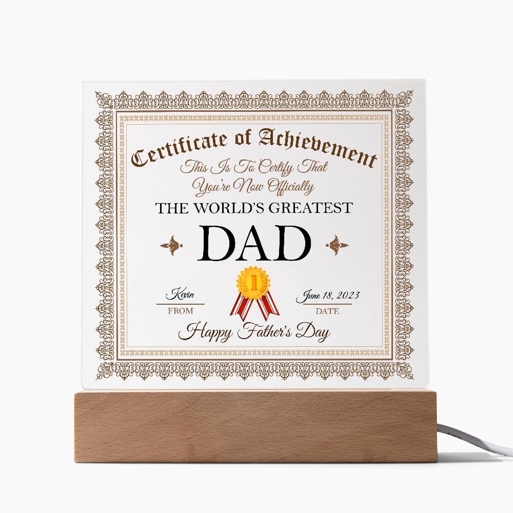 Personalized Father's Day Gift Plaque, Square Acrylic Plaque, Greatest Dad Plaque