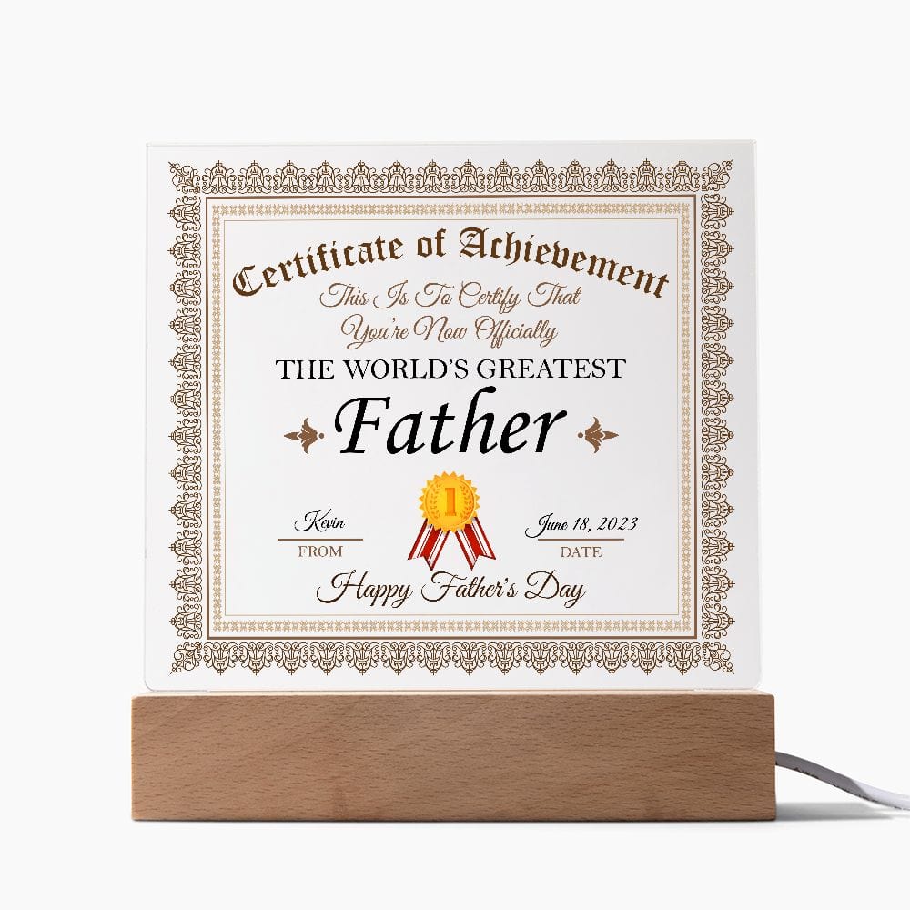 Personalized Father's Day Gift Plaque, Square Acrylic Plaque, Greatest Father Plaque