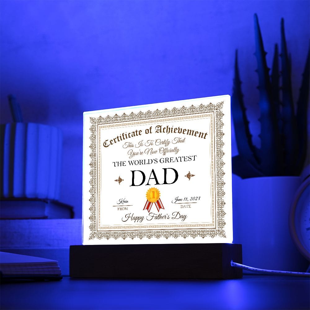 Personalized Father's Day Gift Plaque, Square Acrylic Plaque, Greatest Dad Plaque