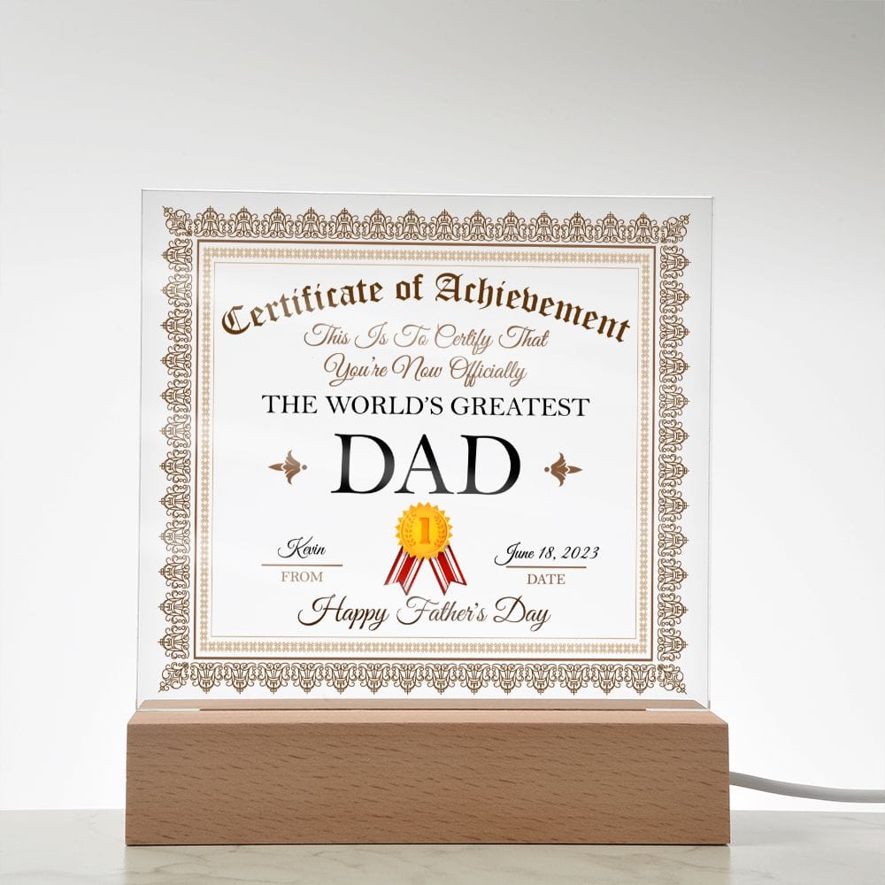 Personalized Father's Day Gift Plaque, Square Acrylic Plaque, Greatest Dad Plaque