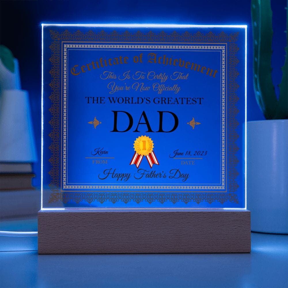 Personalized Father's Day Gift Plaque, Square Acrylic Plaque, Greatest Dad Plaque