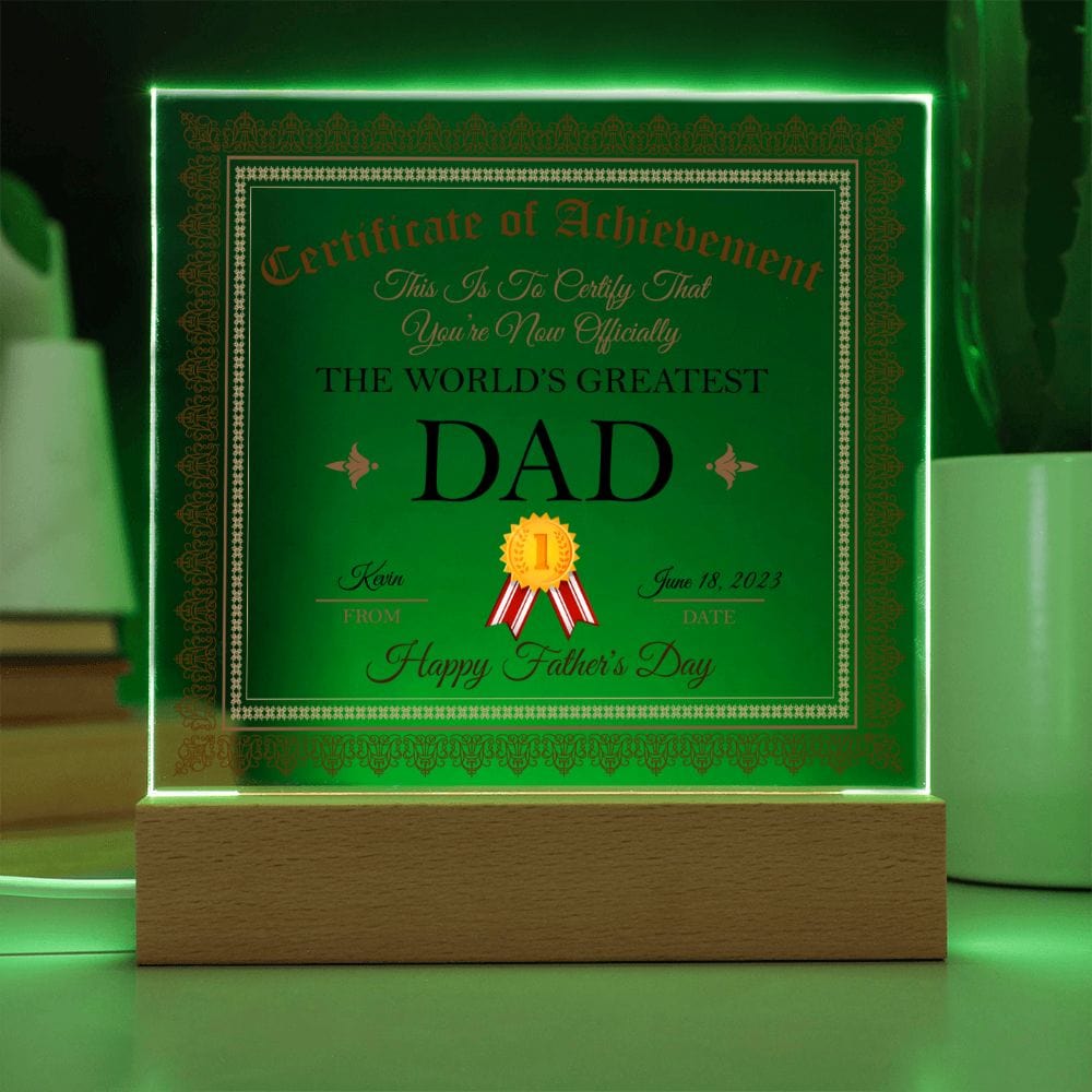 Personalized Father's Day Gift Plaque, Square Acrylic Plaque, Greatest Dad Plaque