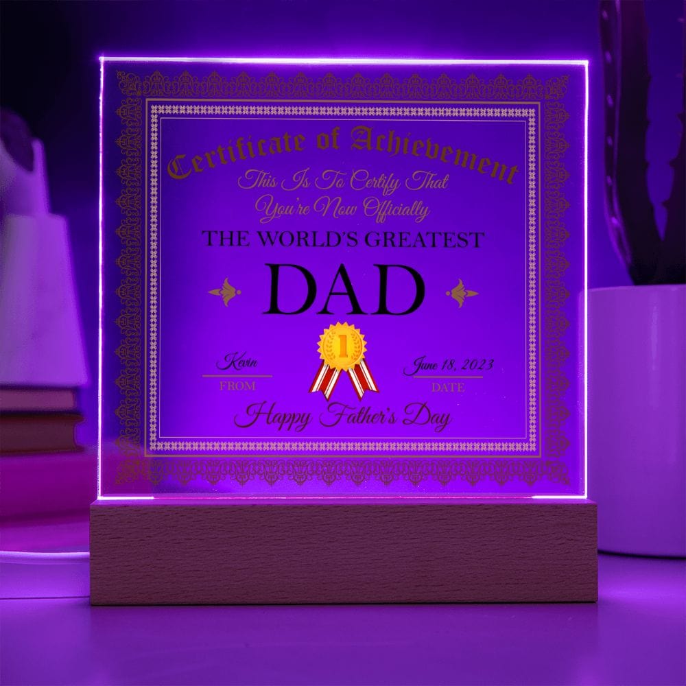 Personalized Father's Day Gift Plaque, Square Acrylic Plaque, Greatest Dad Plaque