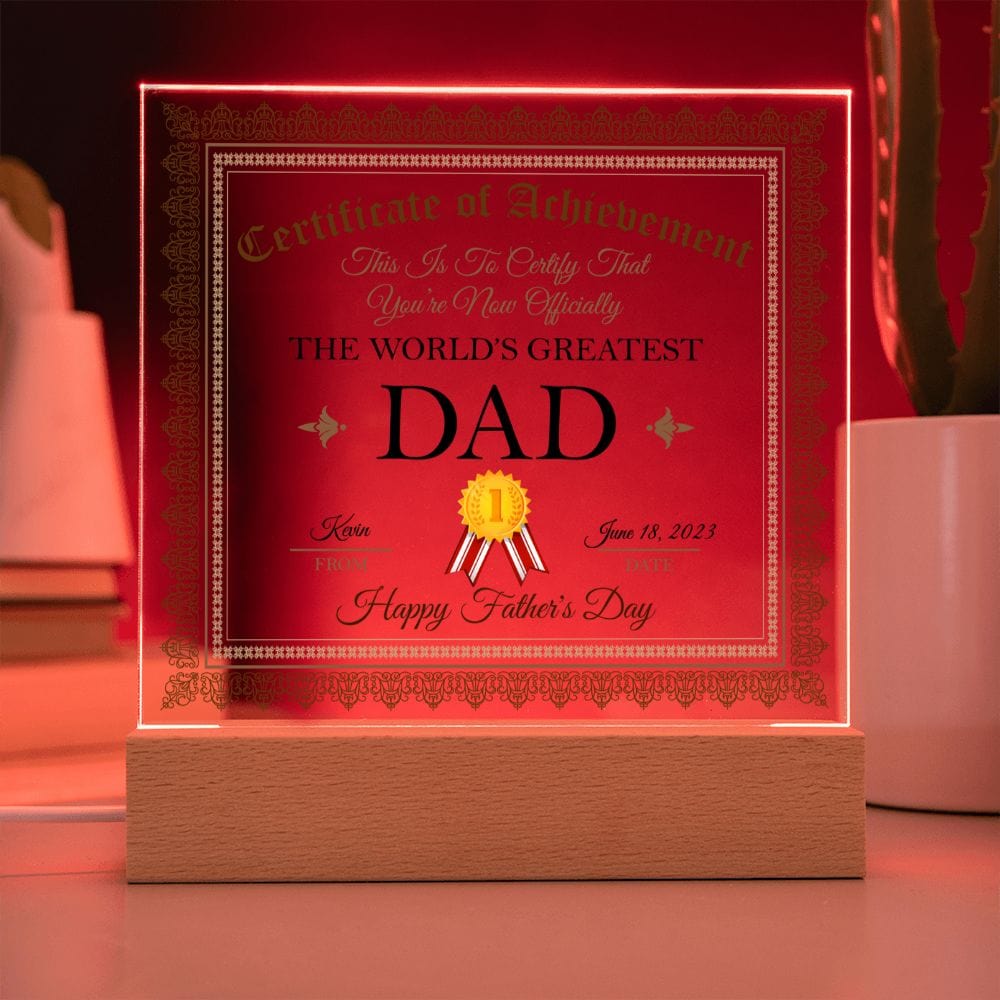 Personalized Father's Day Gift Plaque, Square Acrylic Plaque, Greatest Dad Plaque