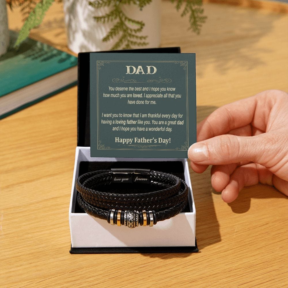 Father's Day Gift Bracelet, To My Dad Bracelet with Message Card, Men's "Love You Forever" Bracelet is perfect! Engraved with a heartfelt message