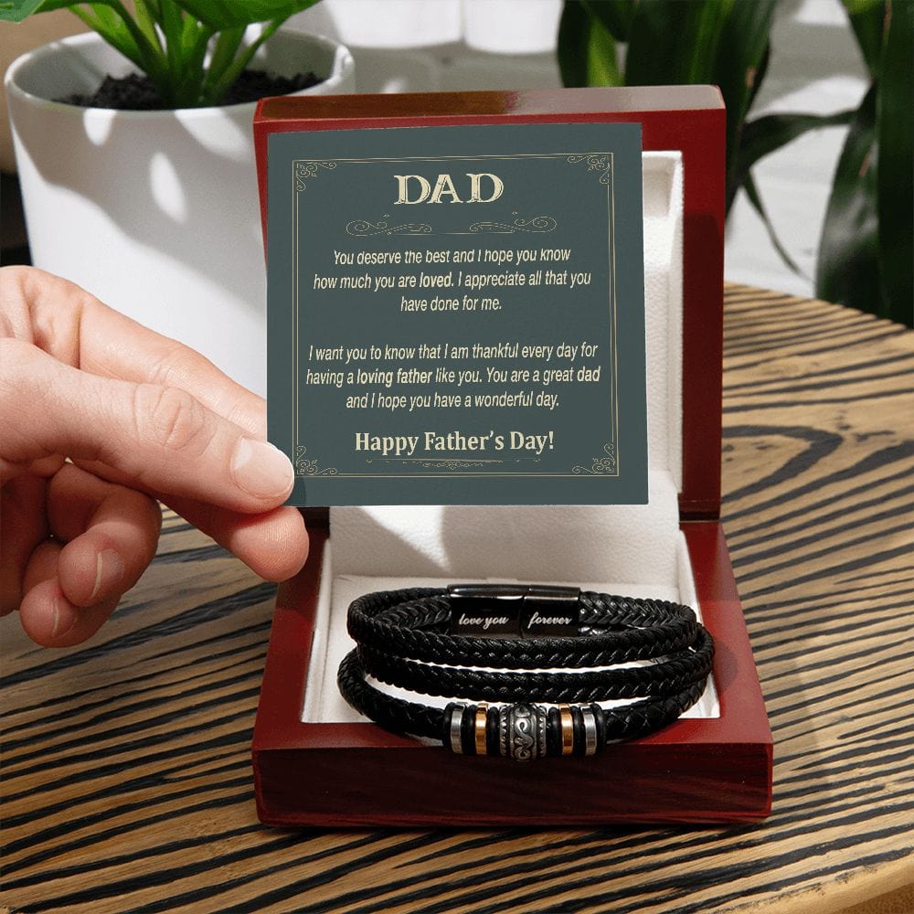 Father's Day Gift Bracelet, To My Dad Bracelet with Message Card, Men's "Love You Forever" Bracelet is perfect! Engraved with a heartfelt message