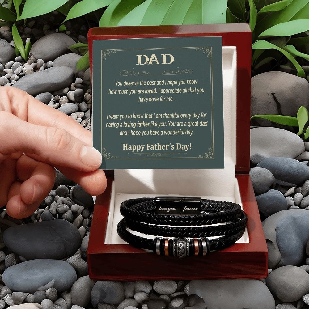 Father's Day Gift Bracelet, To My Dad Bracelet with Message Card, Men's "Love You Forever" Bracelet is perfect! Engraved with a heartfelt message