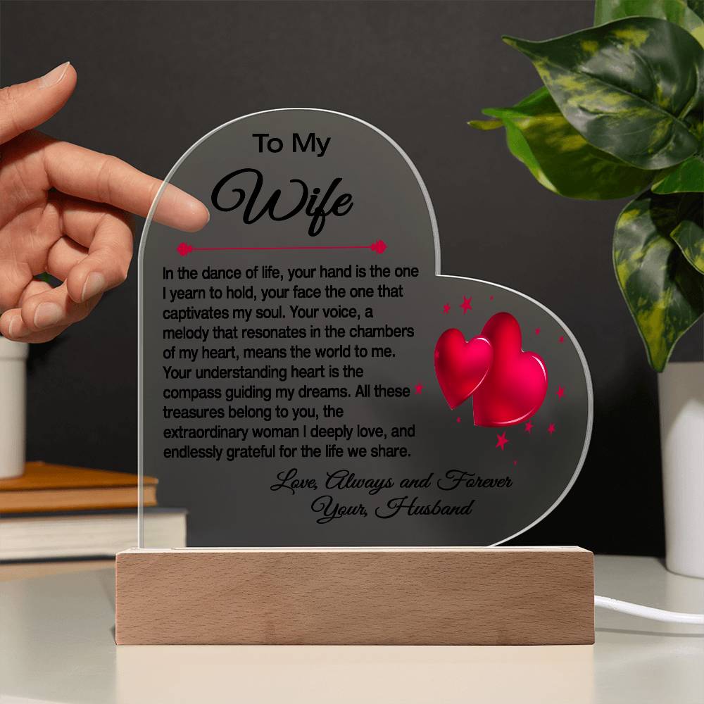 "To My Beloved Wife: A Heartfelt Acrylic Sculpture on a Stand, Capturing the Dance of Our Love"