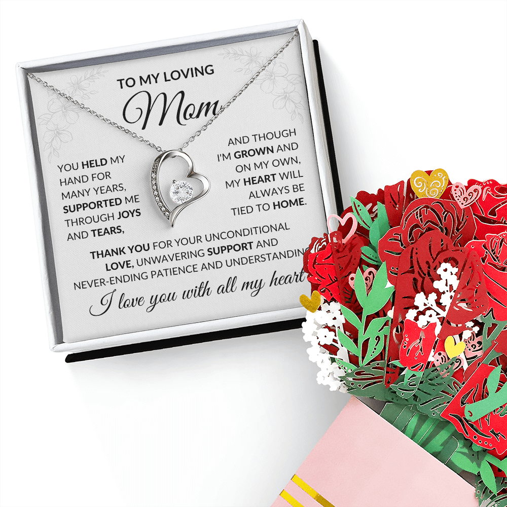 To My Loving Mom Forever Love Necklace & Sweetest Devotion Flower Bouquet