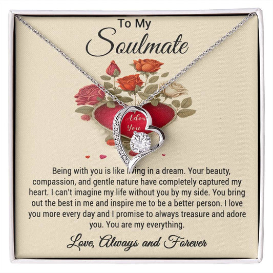 To My Soulmate, I Adore You Gift Necklace