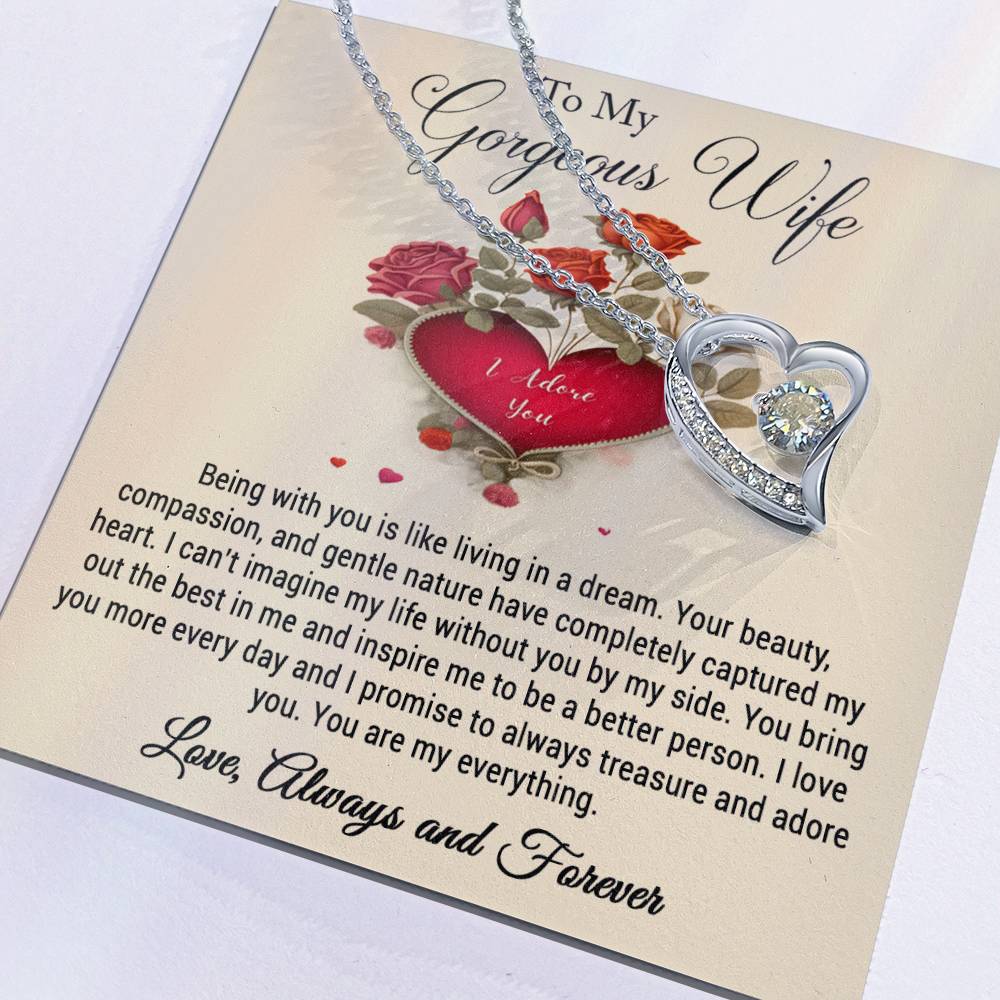 To My Gorgeous Wife I Adore You Forever Love Necklace