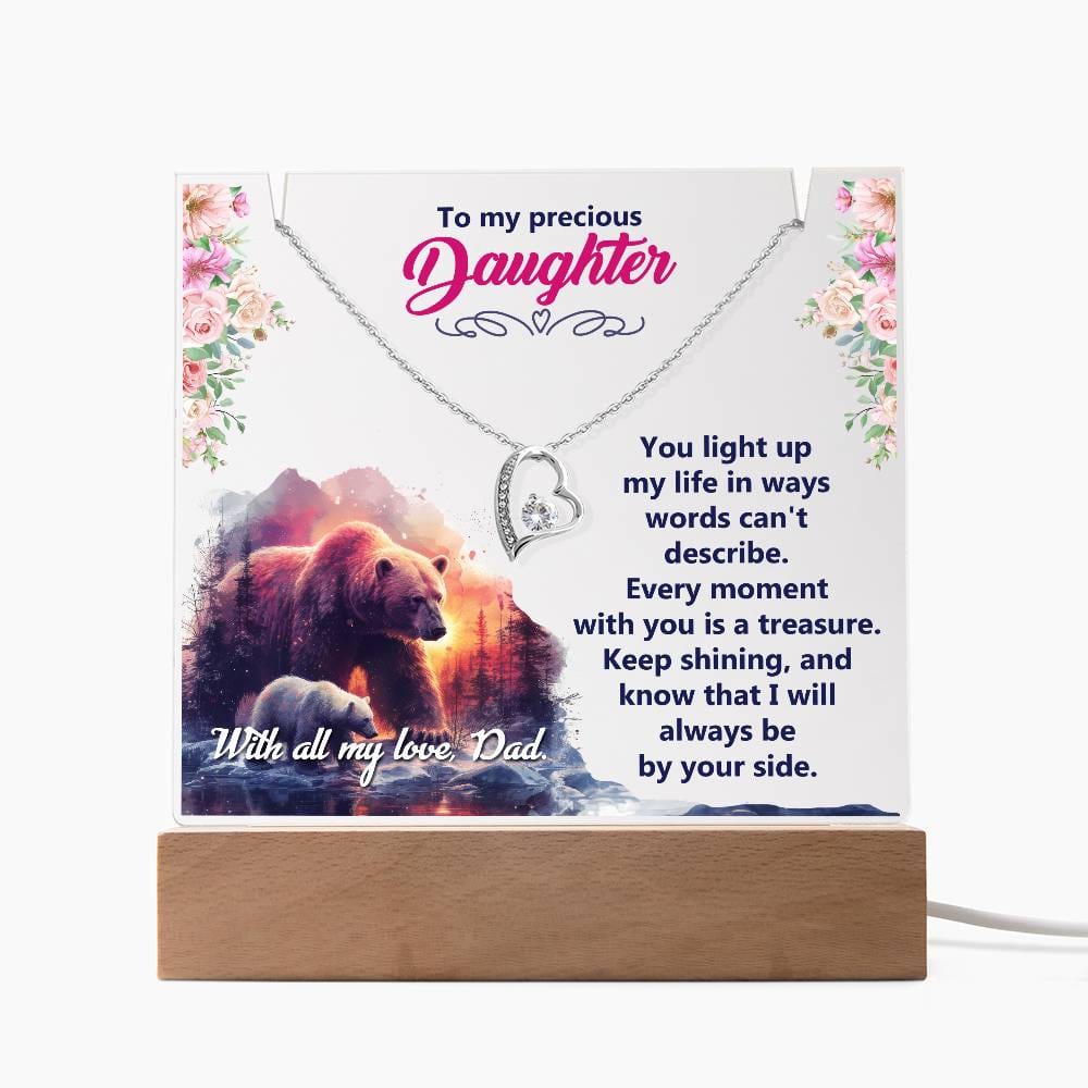 To My Precious Daughter Acrylic Plaque with Hear Necklace from Dad