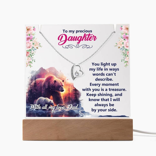 To My Precious Daughter Acrylic Plaque with Hear Necklace from Dad