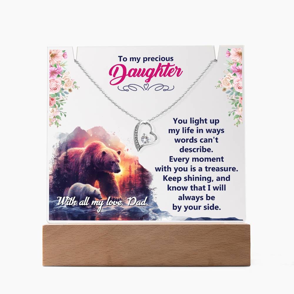 To My Precious Daughter Acrylic Plaque with Hear Necklace from Dad