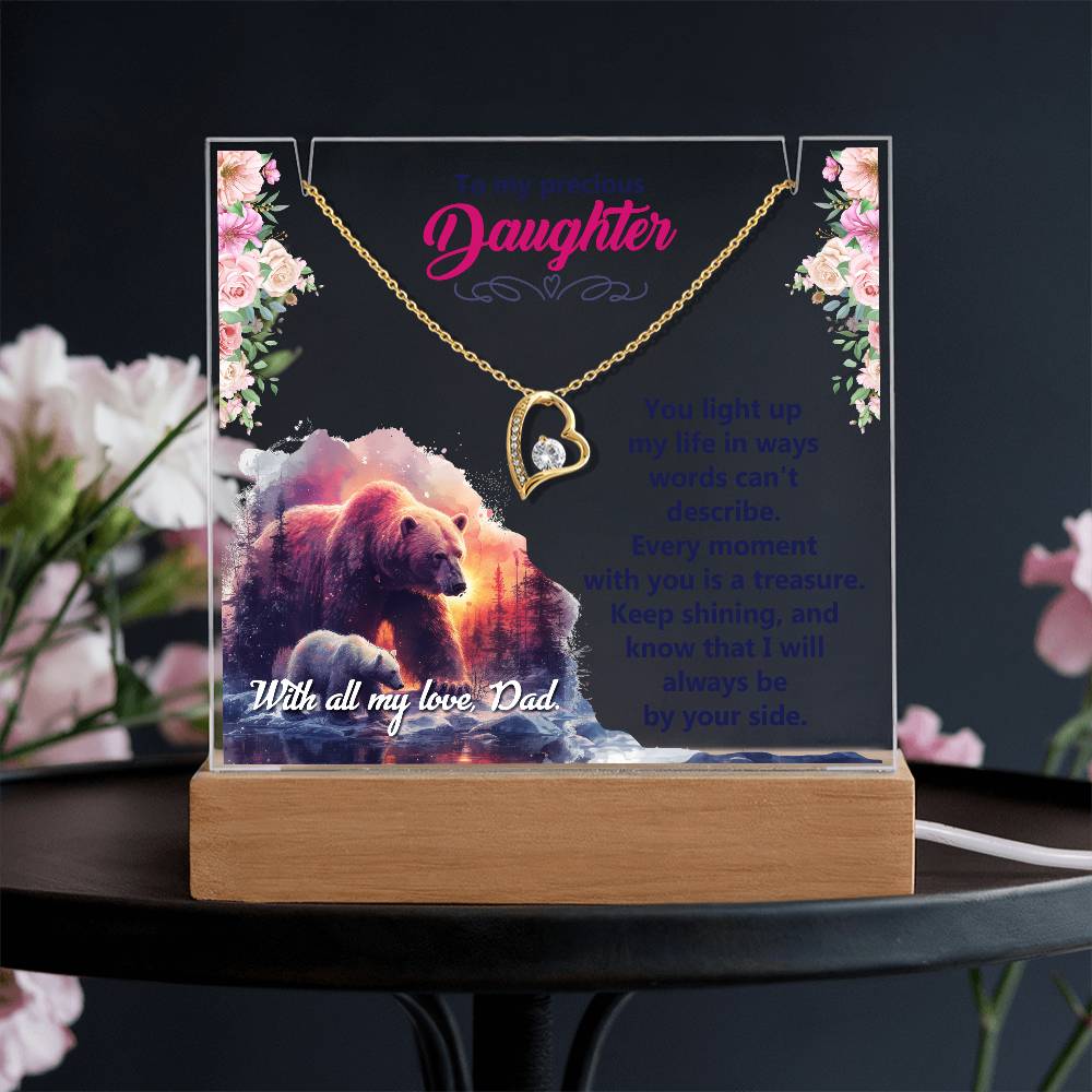 To My Precious Daughter Acrylic Plaque with Hear Necklace from Dad