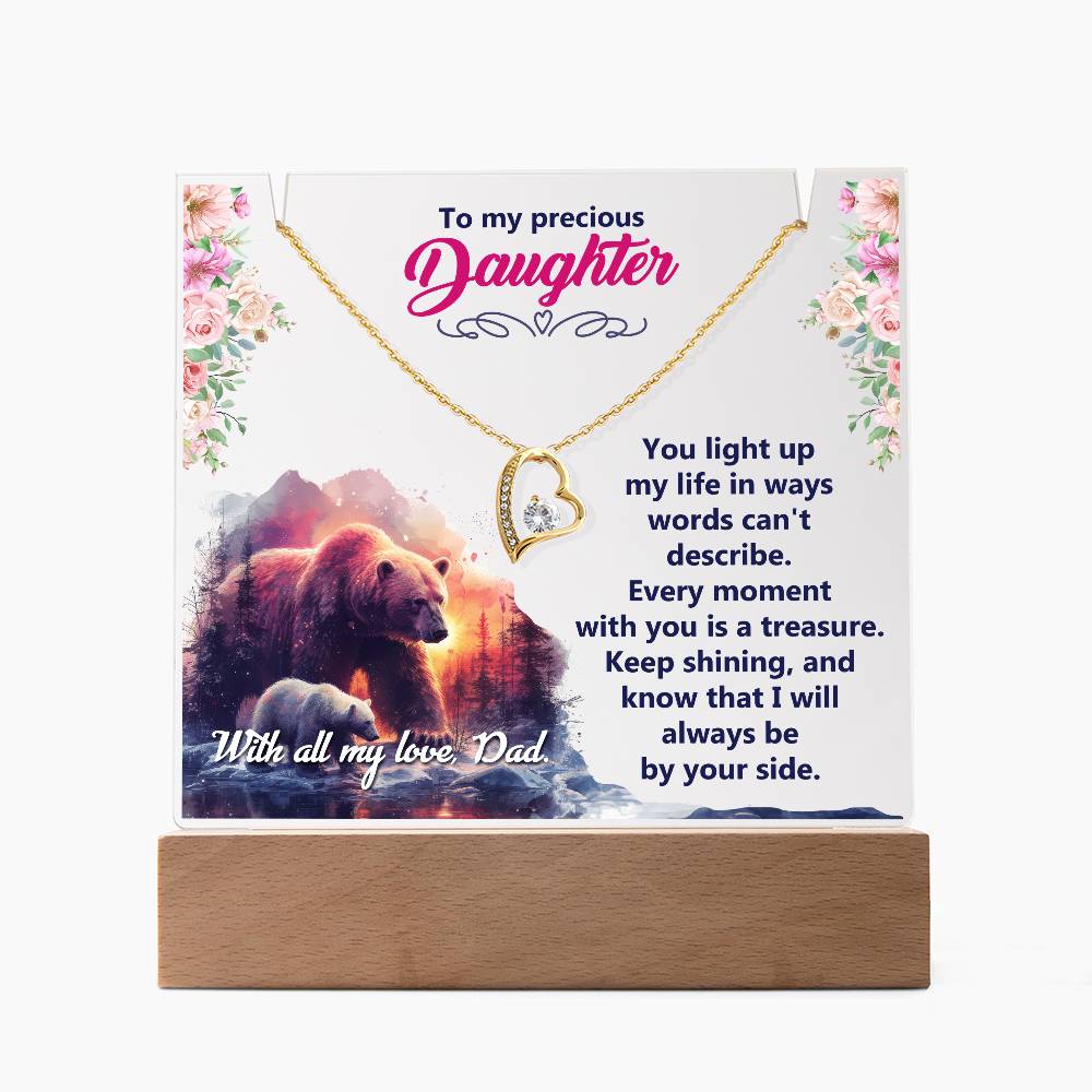 To My Precious Daughter Acrylic Plaque with Hear Necklace from Dad