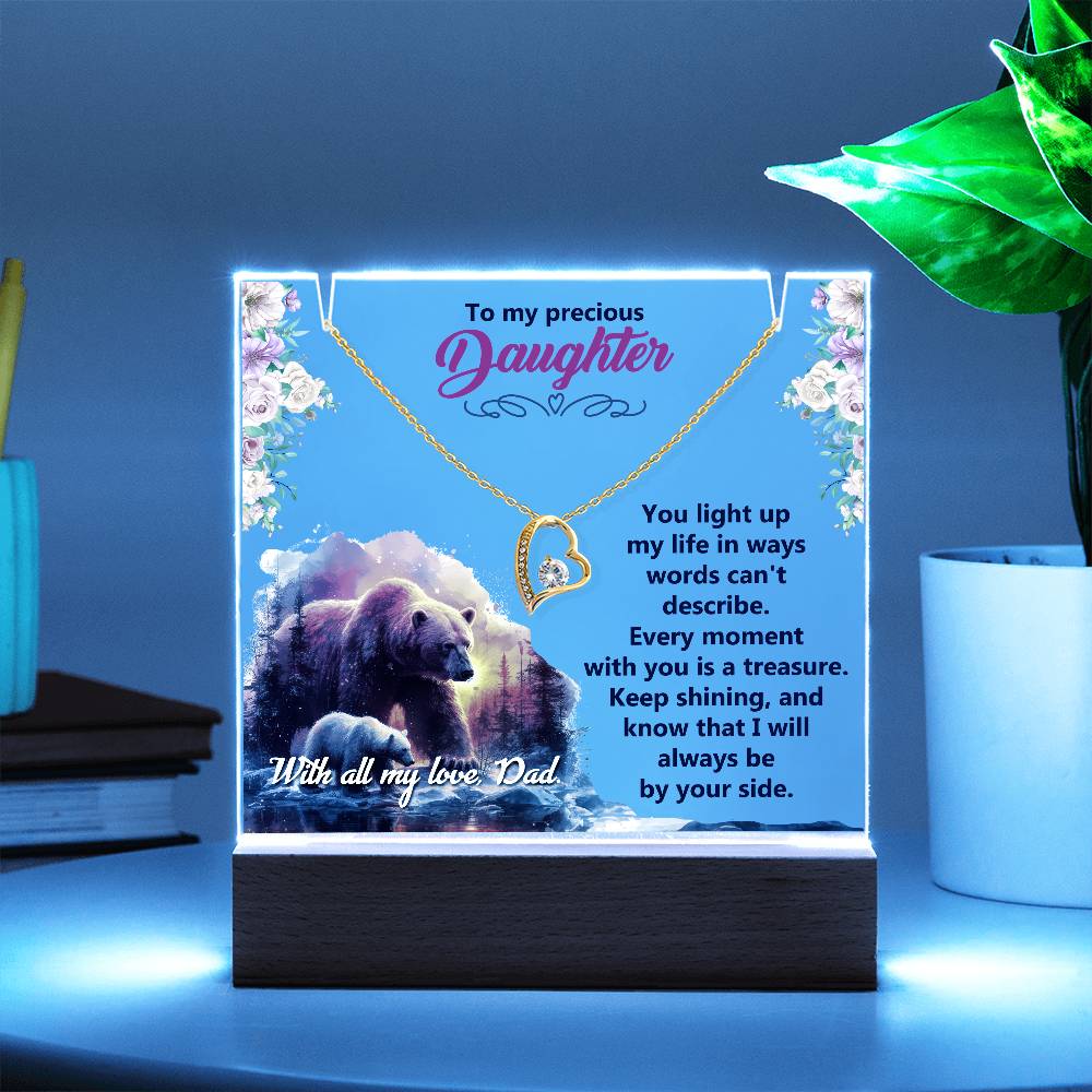 To My Precious Daughter Acrylic Plaque with Hear Necklace from Dad